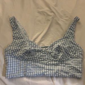 Elodie Gingham Corset Tank Light Blue Women's Size Washed but never worn